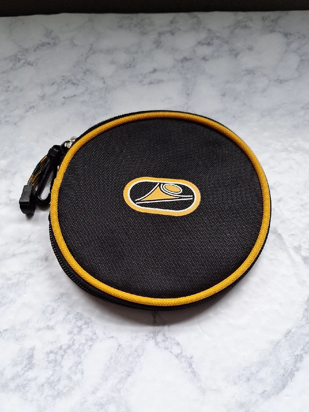 Black and Yellow Round Zip Travel Case, Cds, Dvds